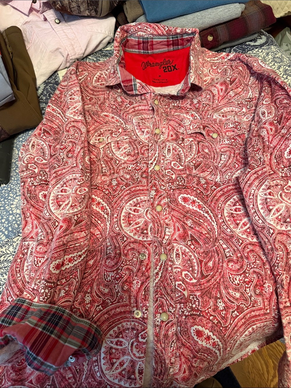 Wrangler Red Paisley Western Jean Jacket